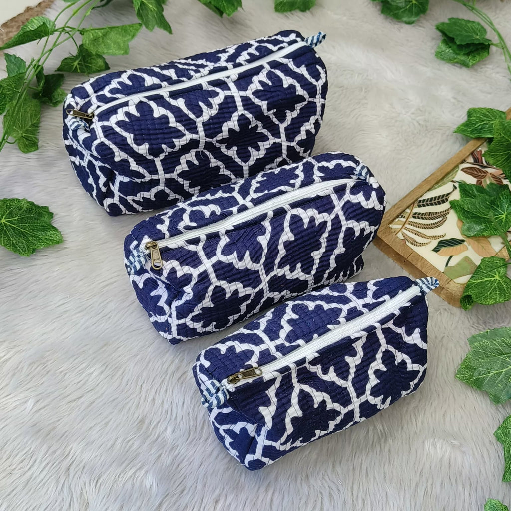 Floral Handcrafted Pure Cotton Quilted Pouches Set