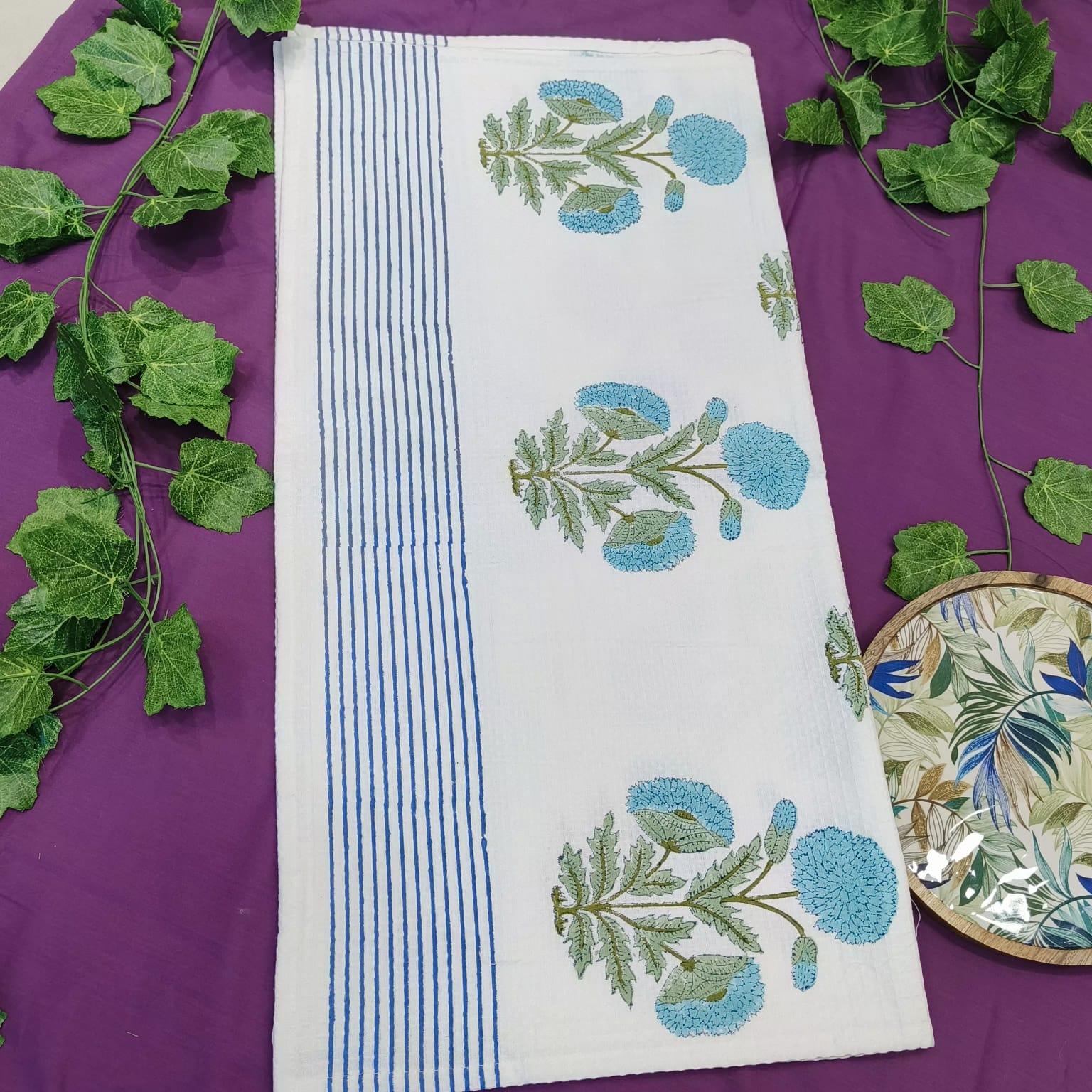 Waffle Handblock Printed Pure Cotton Bath & Hand Towels