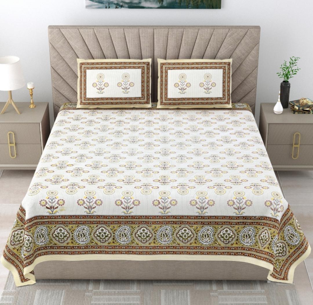 Royal Rajasthani Handblock Print pure Cotton Double Bed Sheets