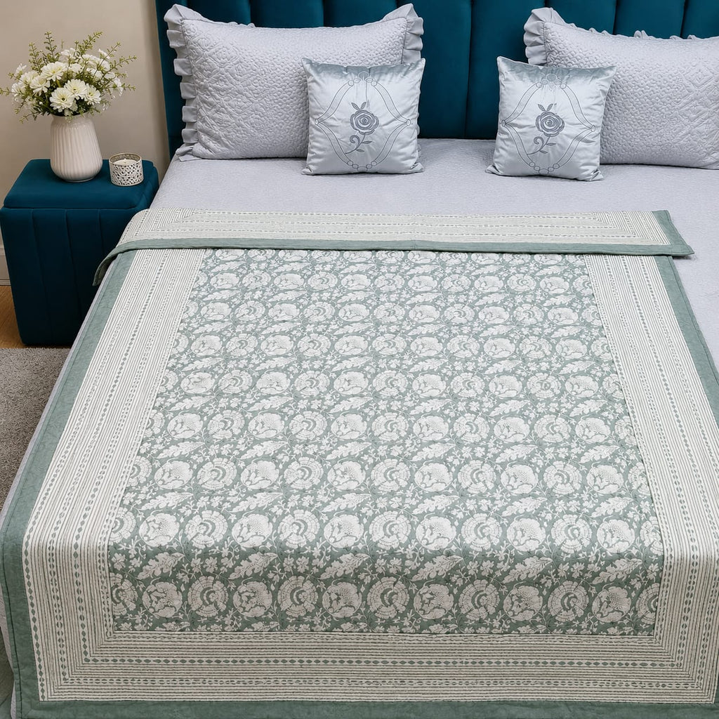 Mughal Nazakat Handblock Printed Single Bed Pure Cotton Ac Quilt