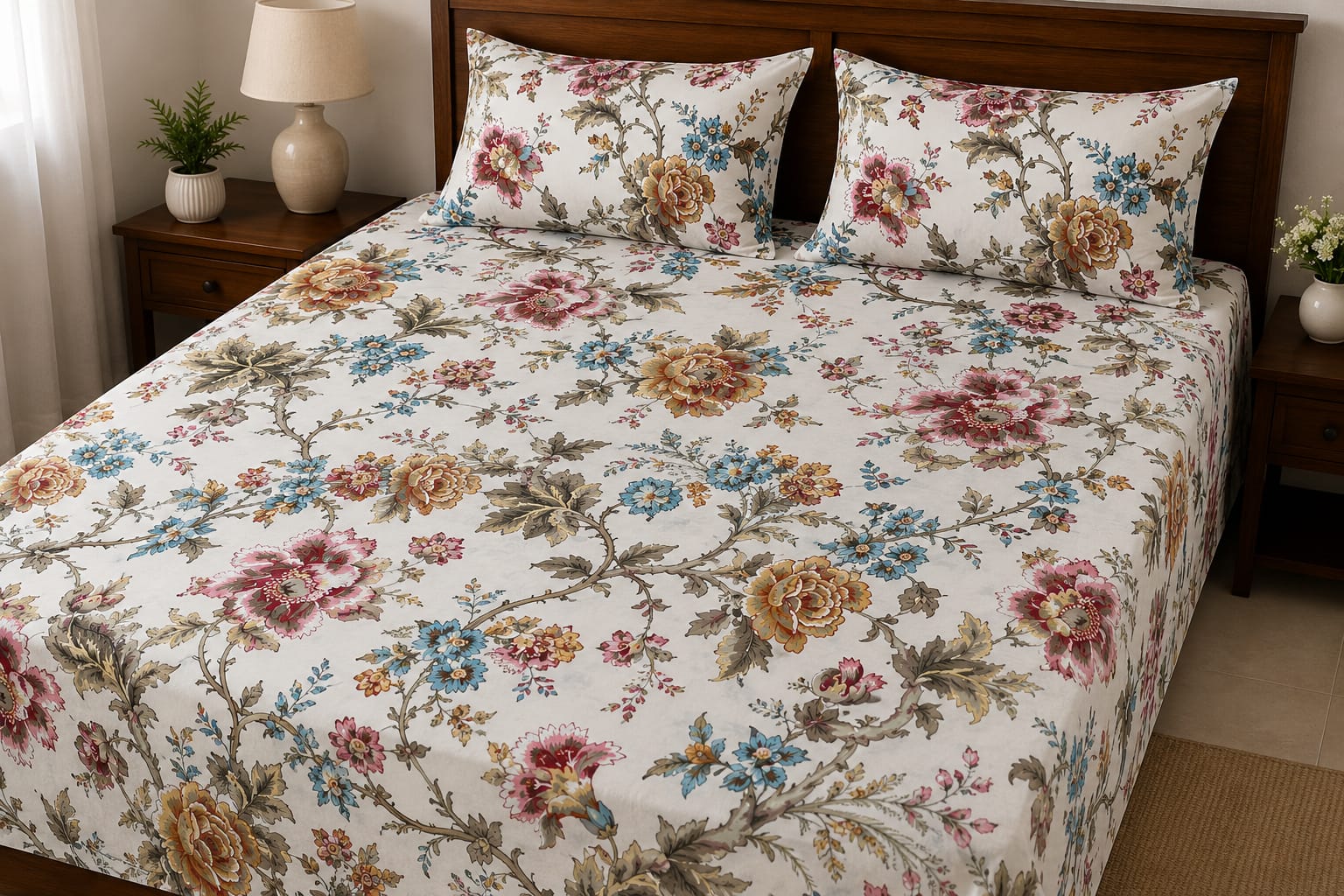 Sadabahar Anokhi Printed Pure Cotton  King Size Bedsheet Set