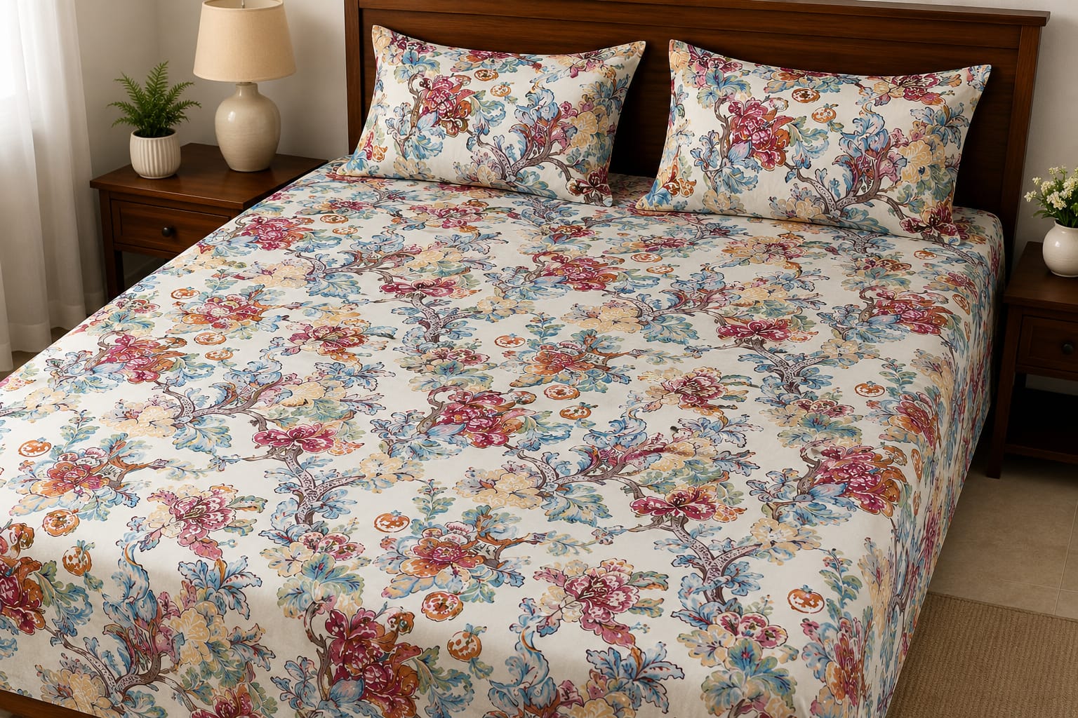 Sadabahar Anokhi Printed Pure Cotton  King Size Bedsheet Set