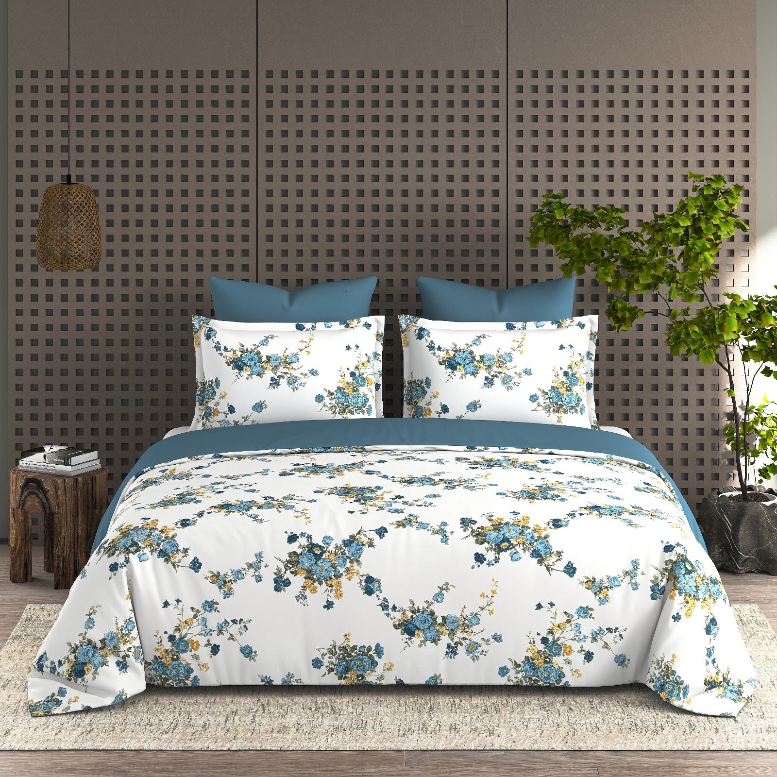 Pastello Printed Pure Cotton Super King Size Bedsheet Set