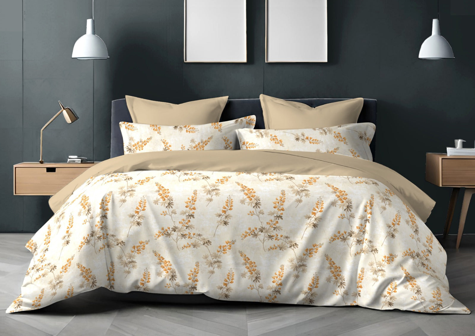 Pastello Printed Pure Cotton Super King Size Bedsheet Set