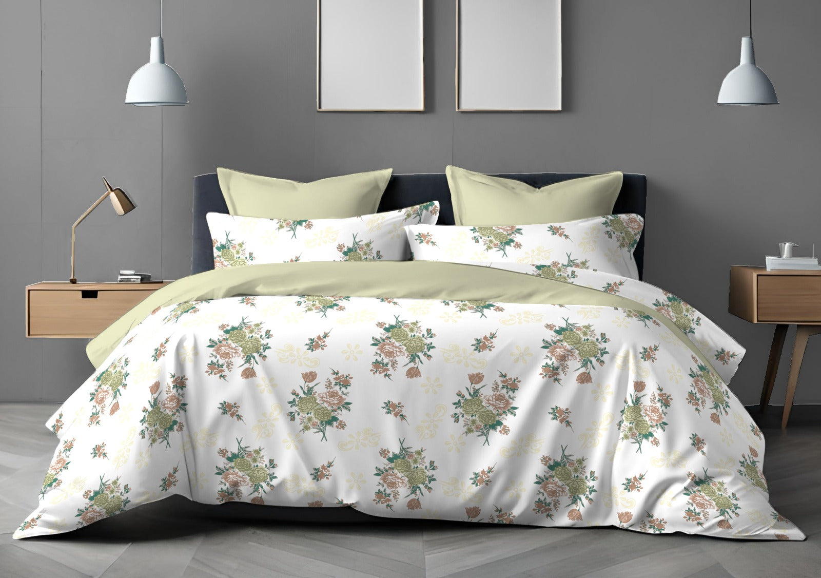 Pastello Printed Pure Cotton Super King Size Bedsheet Set