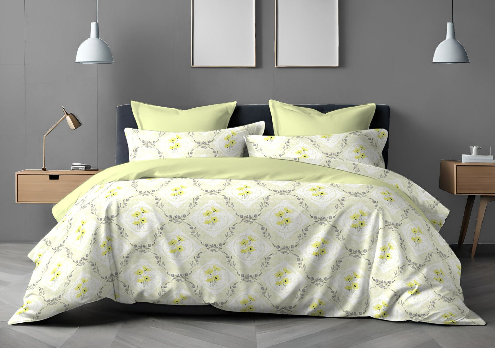 Pastello Printed Pure Cotton Super King Size Bedsheet Set