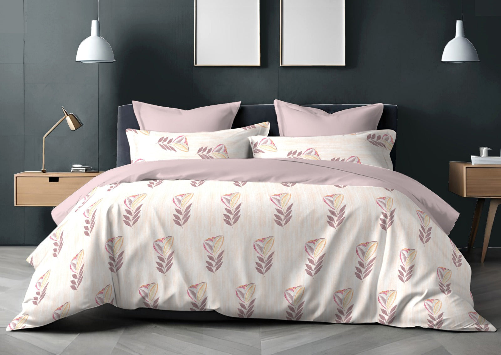 Pastello Printed Pure Cotton Super King Size Bedsheet Set