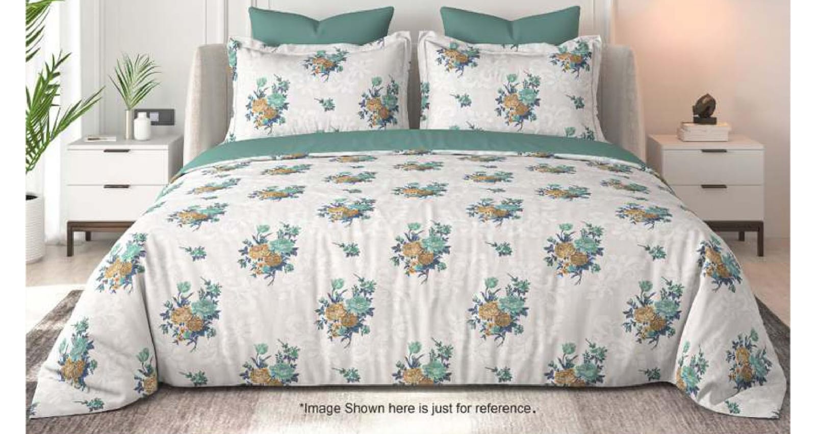 Floral Bliss King Size Pure Cotton Printed Bedsheet Set