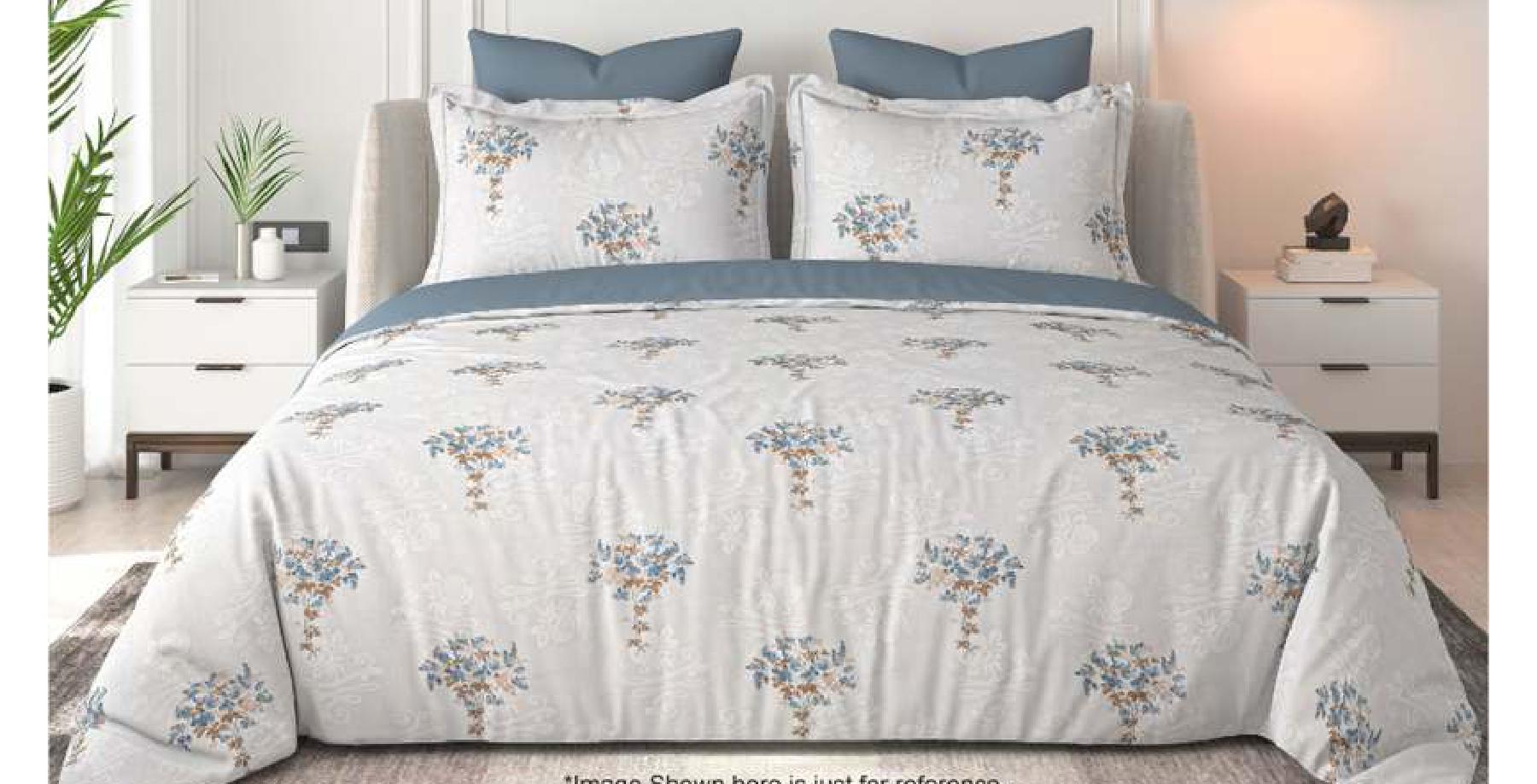 Floral Bliss King Size Pure Cotton Printed Bedsheet Set