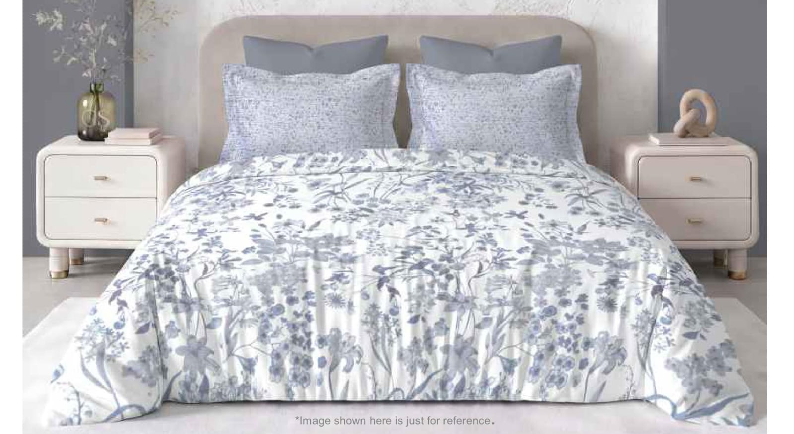 Summer Blues Super King Size Pure Cotton Printed Bedsheet Set