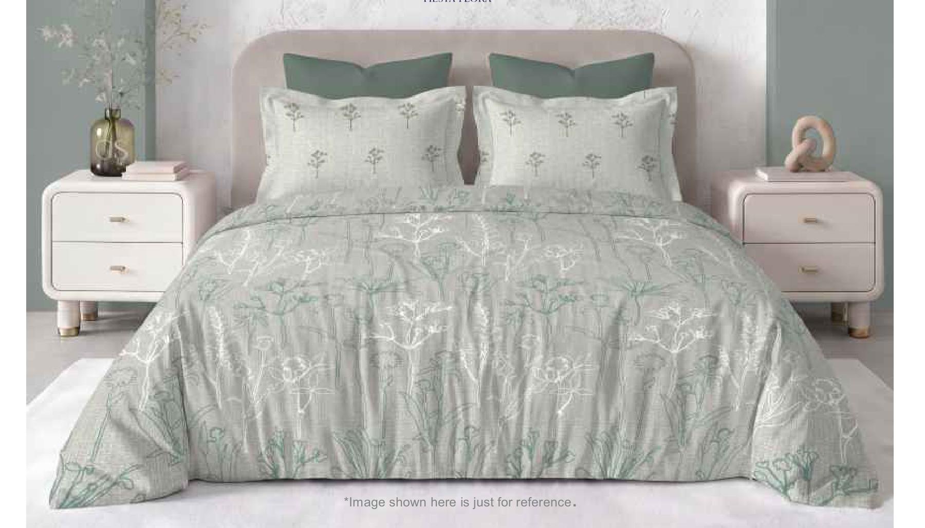 Summer Blues Super King Size Pure Cotton Printed Bedsheet Set