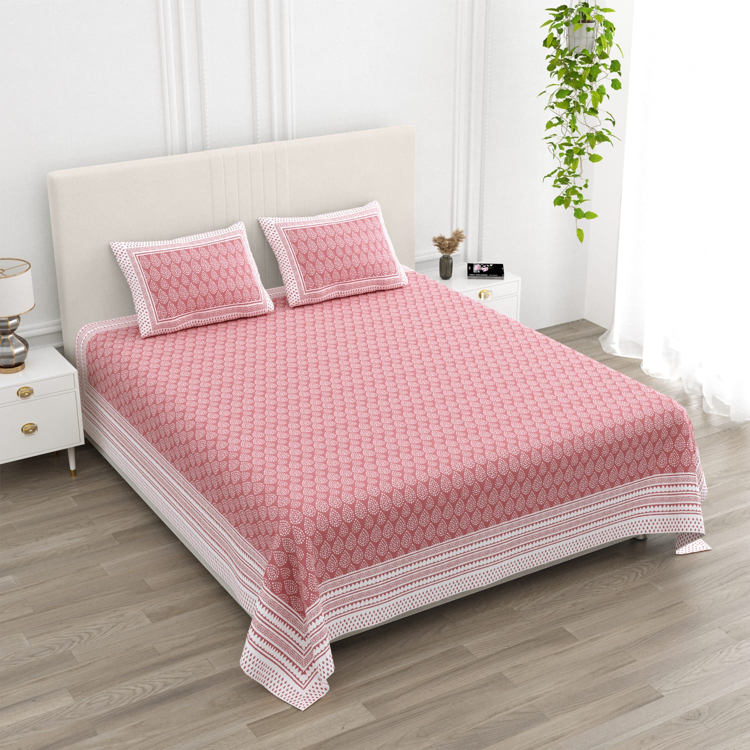 ANARKALI Rose Petal Printed King Size Premium Cotton Bedsheet