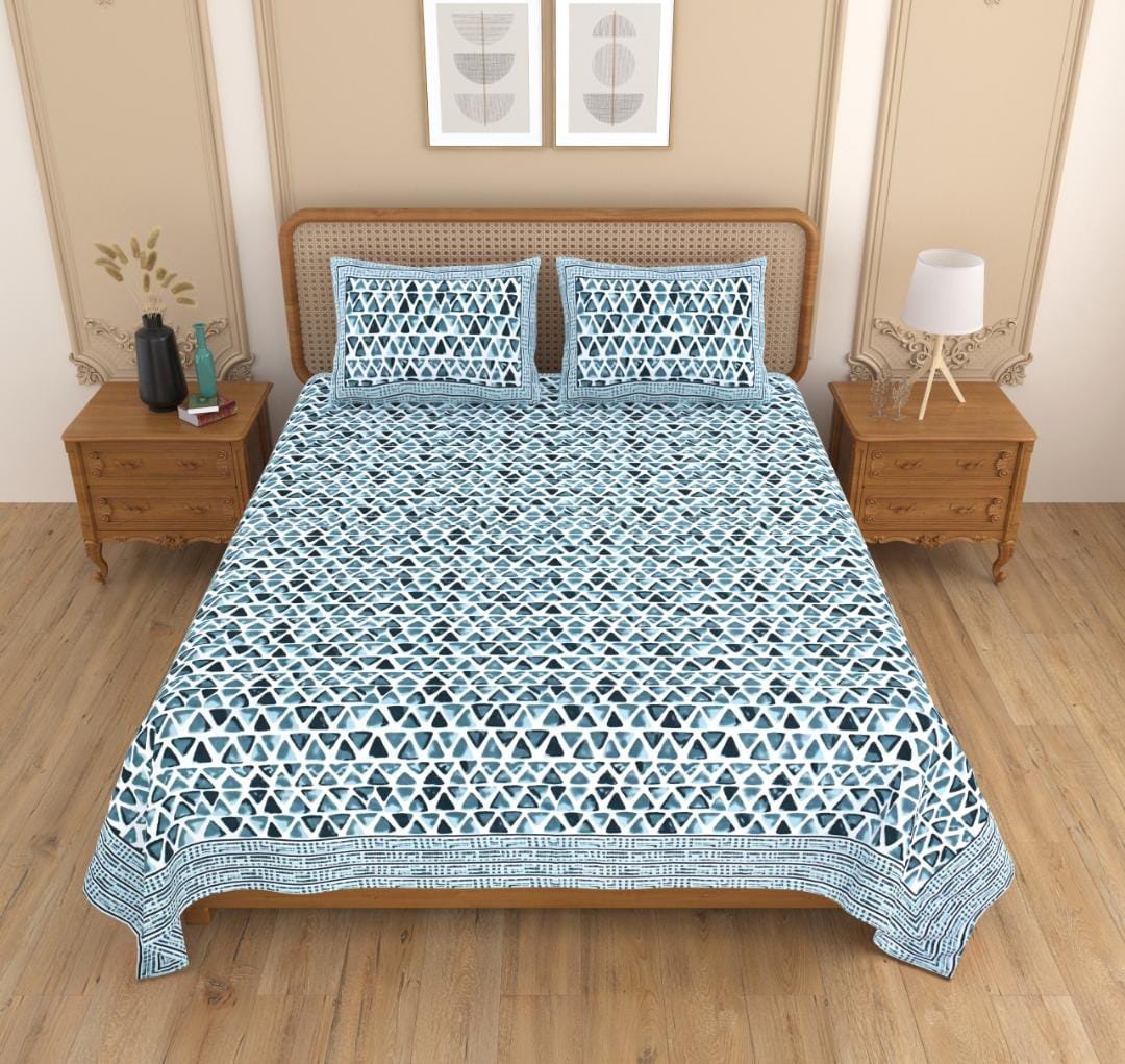 Elegant Premium Geometric Printed King Size Bedsheet