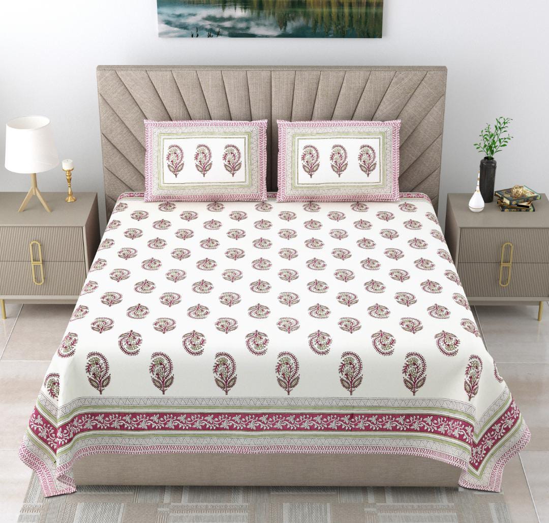Elegant Paisley Printed King Size Bedsheet