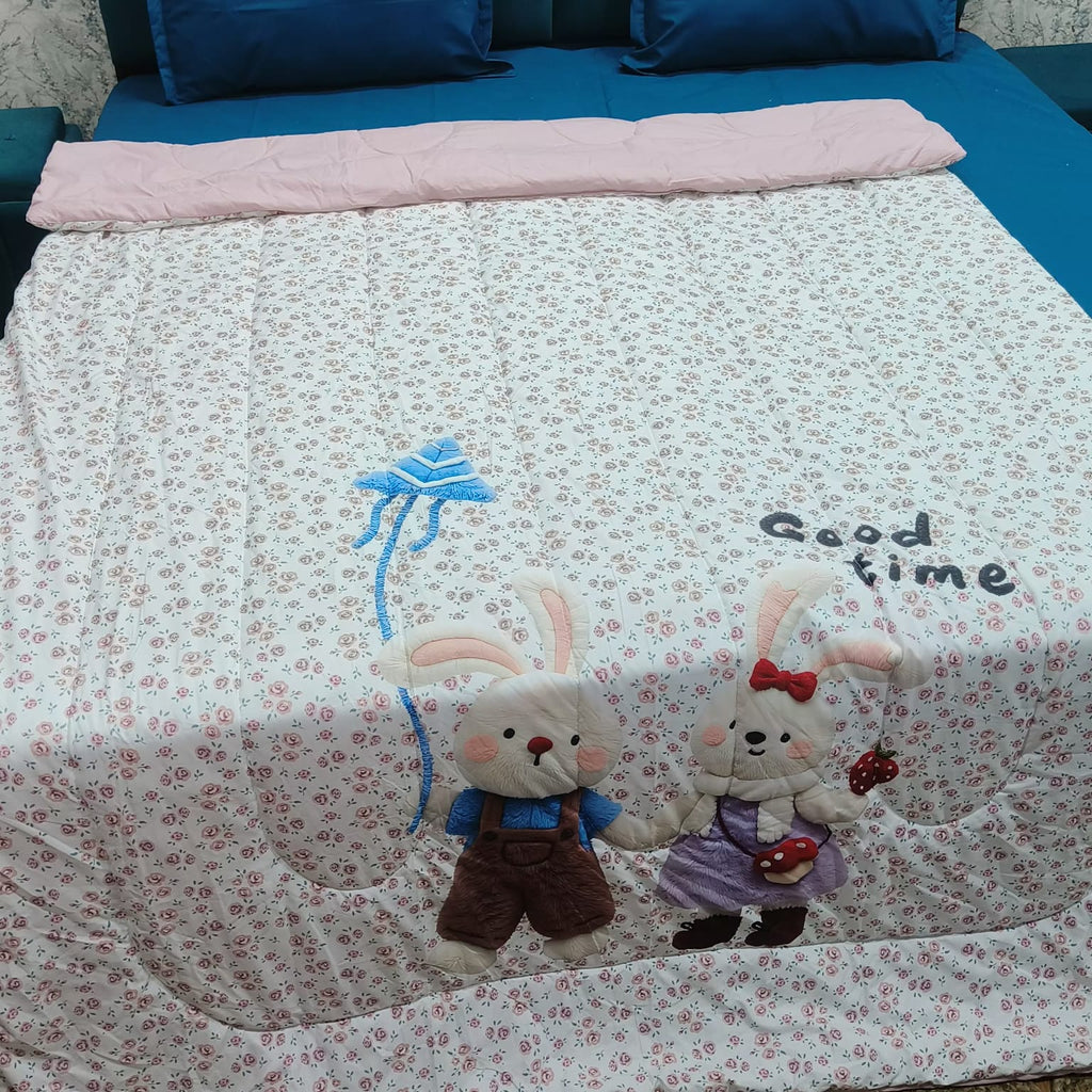 Giigle Kids Good Time Bunny Printed Imported Cotton Comforter
