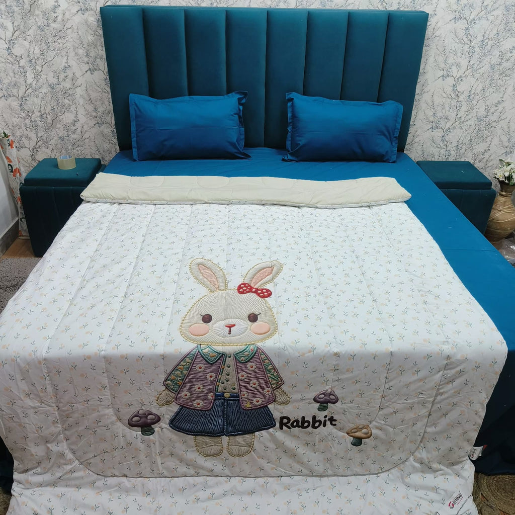 Giigle Kids Cute Bunny Floral Printed Imported Cotton Comforter