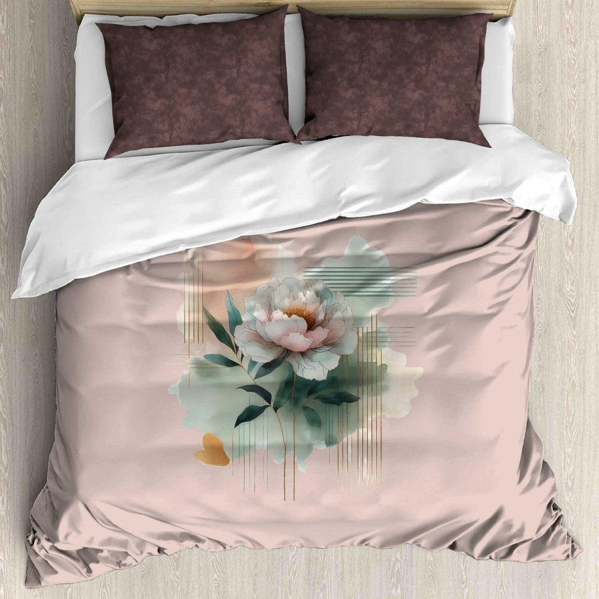 Digital Raga Premium Dusty Pink Floral Printed King-Size (400 TC) Pure Cotton Bedsheet