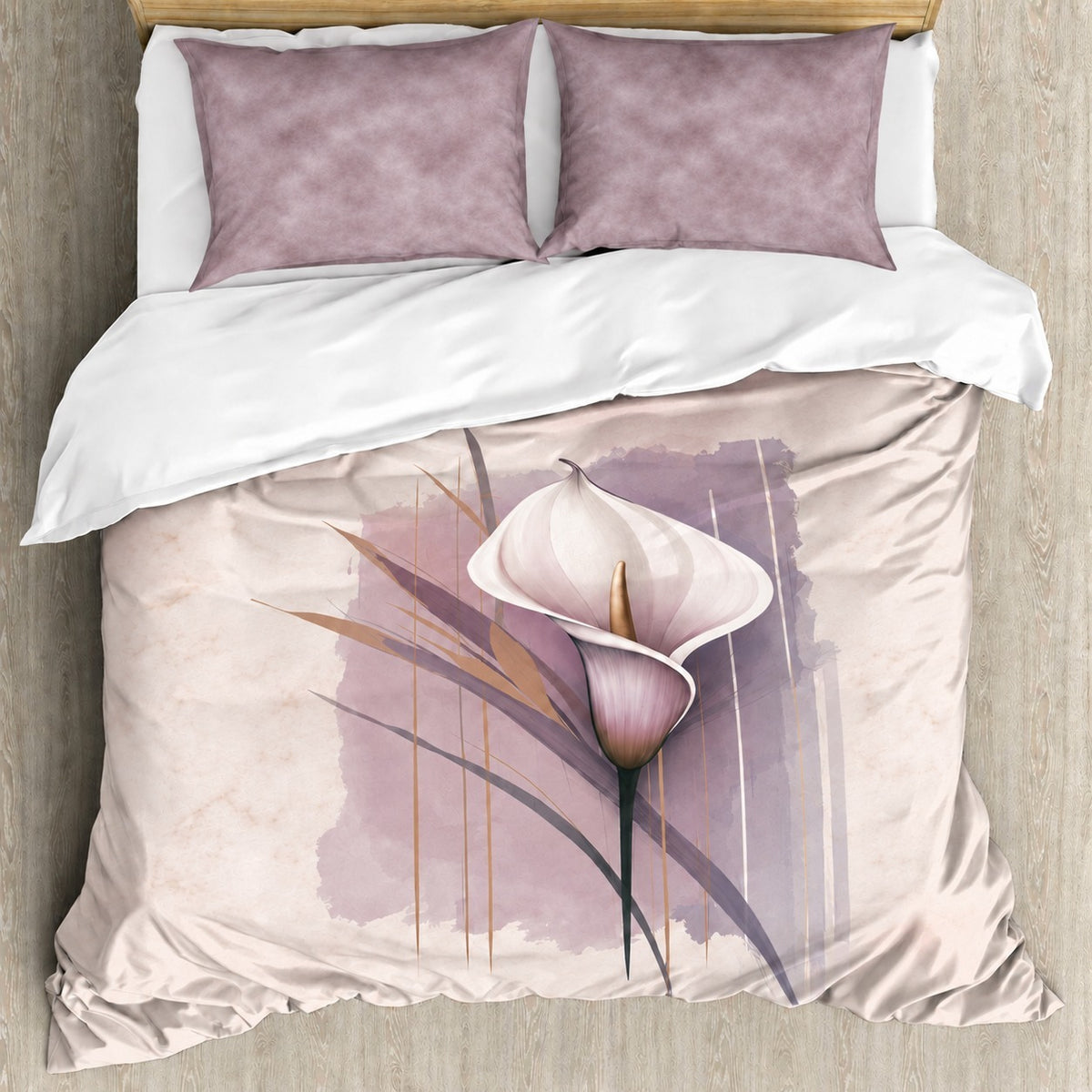 Digital Raga Premium Ivory & Mauve Floral Printed King-Size (400 TC) Pure Cotton Bedsheet