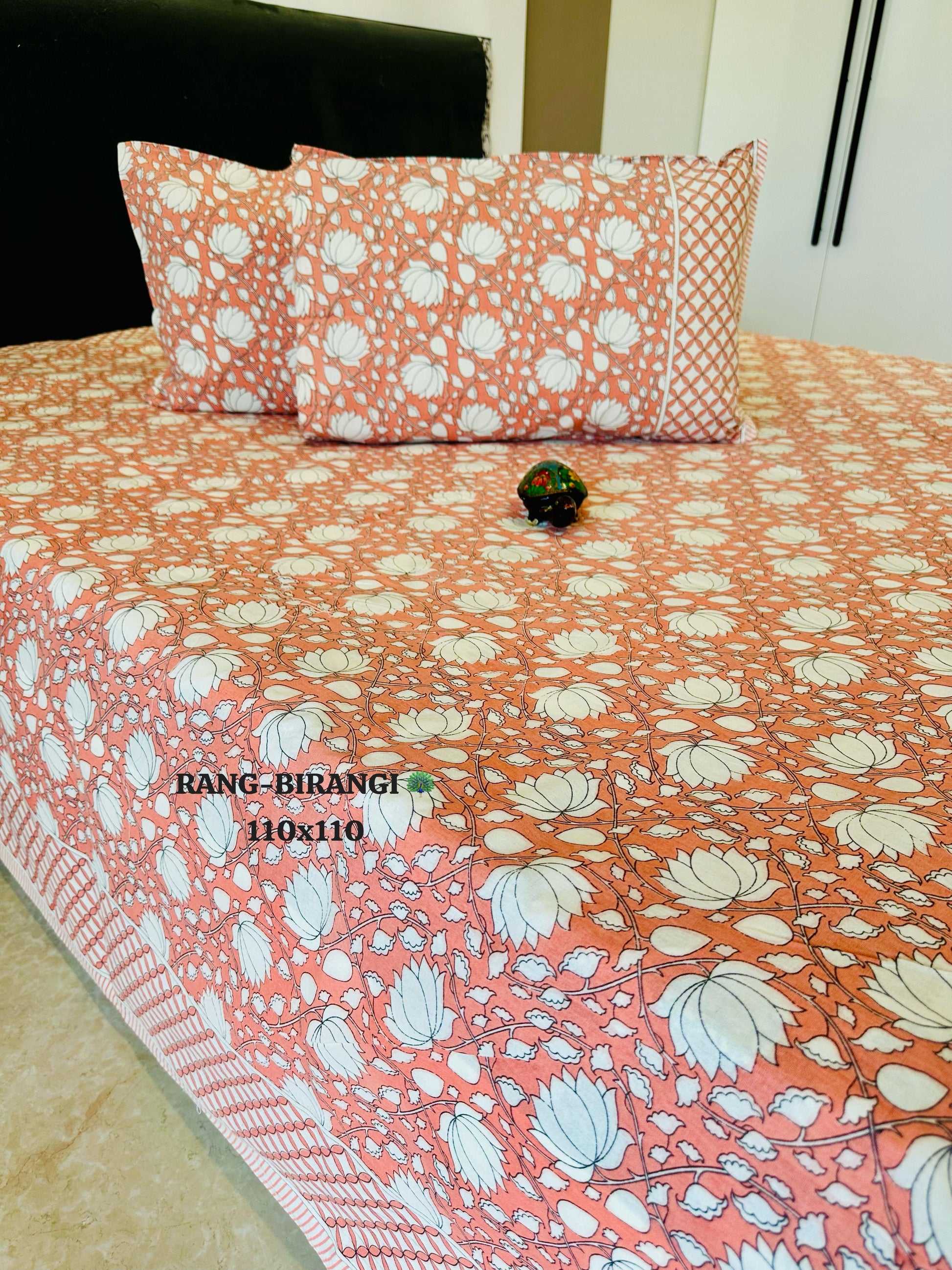 Sitara Handblock Designer Printed Premium Pure Cotton Kingsize Bed Sheets