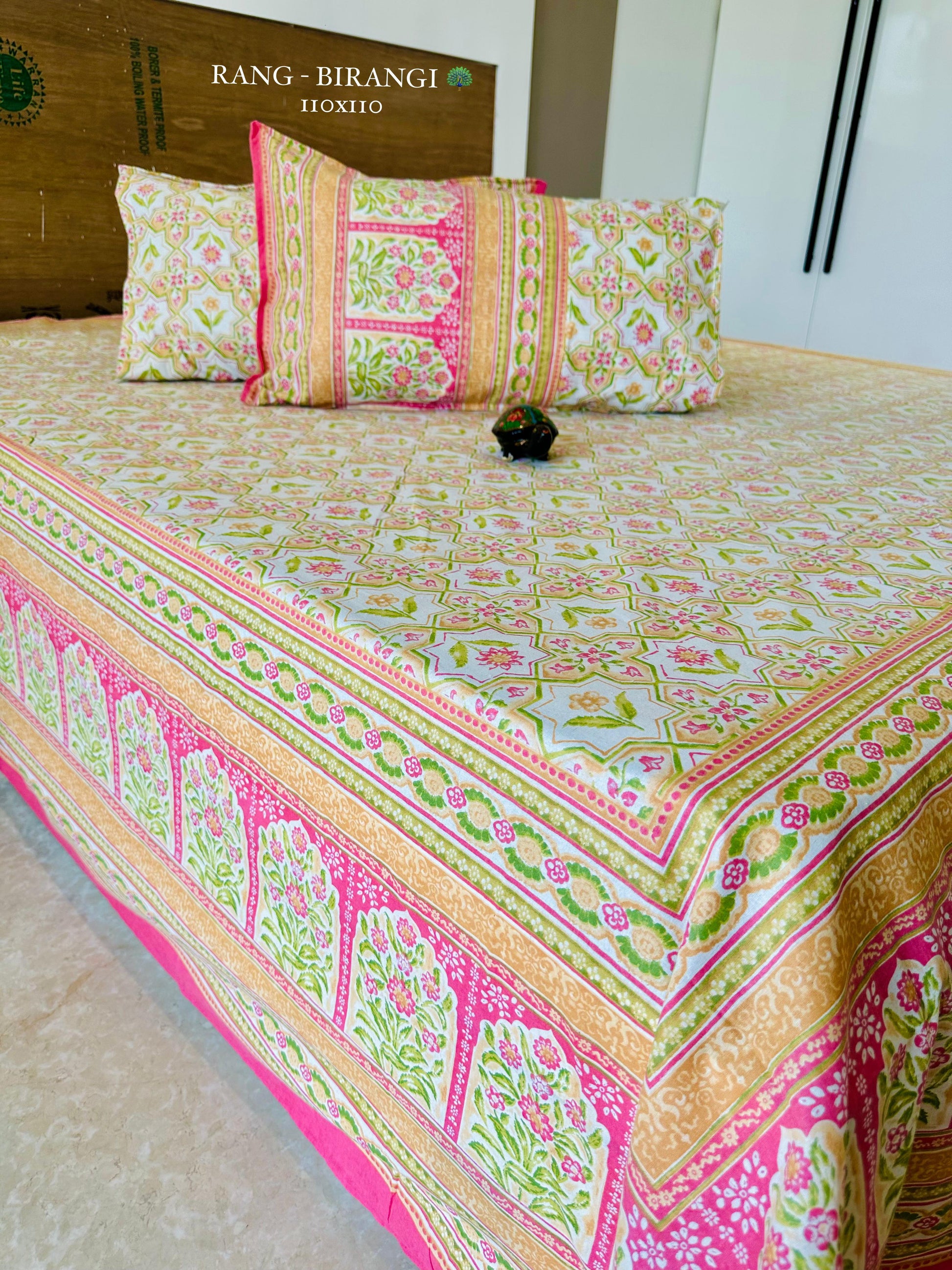 Sitara Handblock Designer Printed Premium Pure Cotton Kingsize Bed Sheets