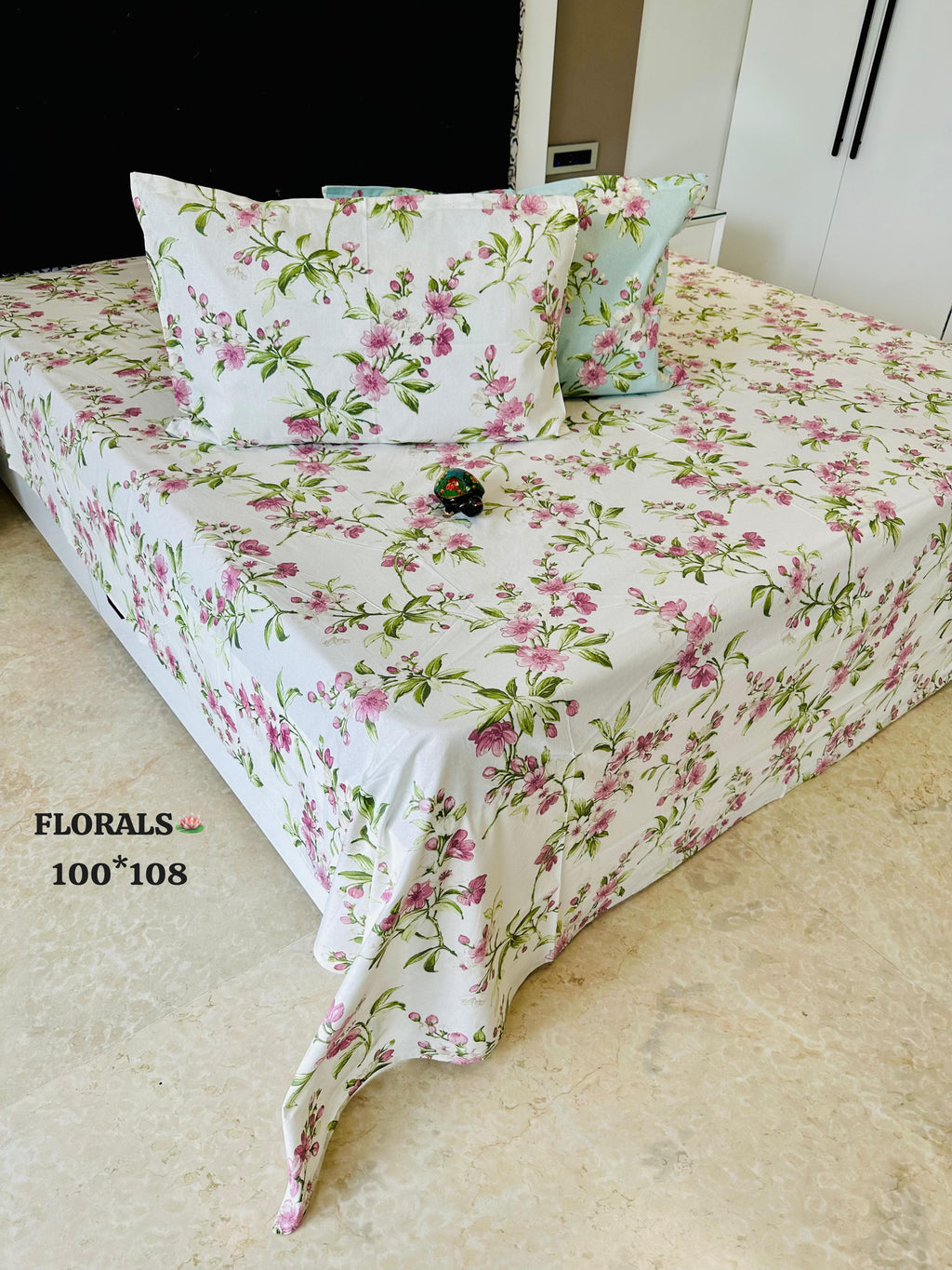 Floral Magic Printed Pure Cotton King Size Bedsheet Set