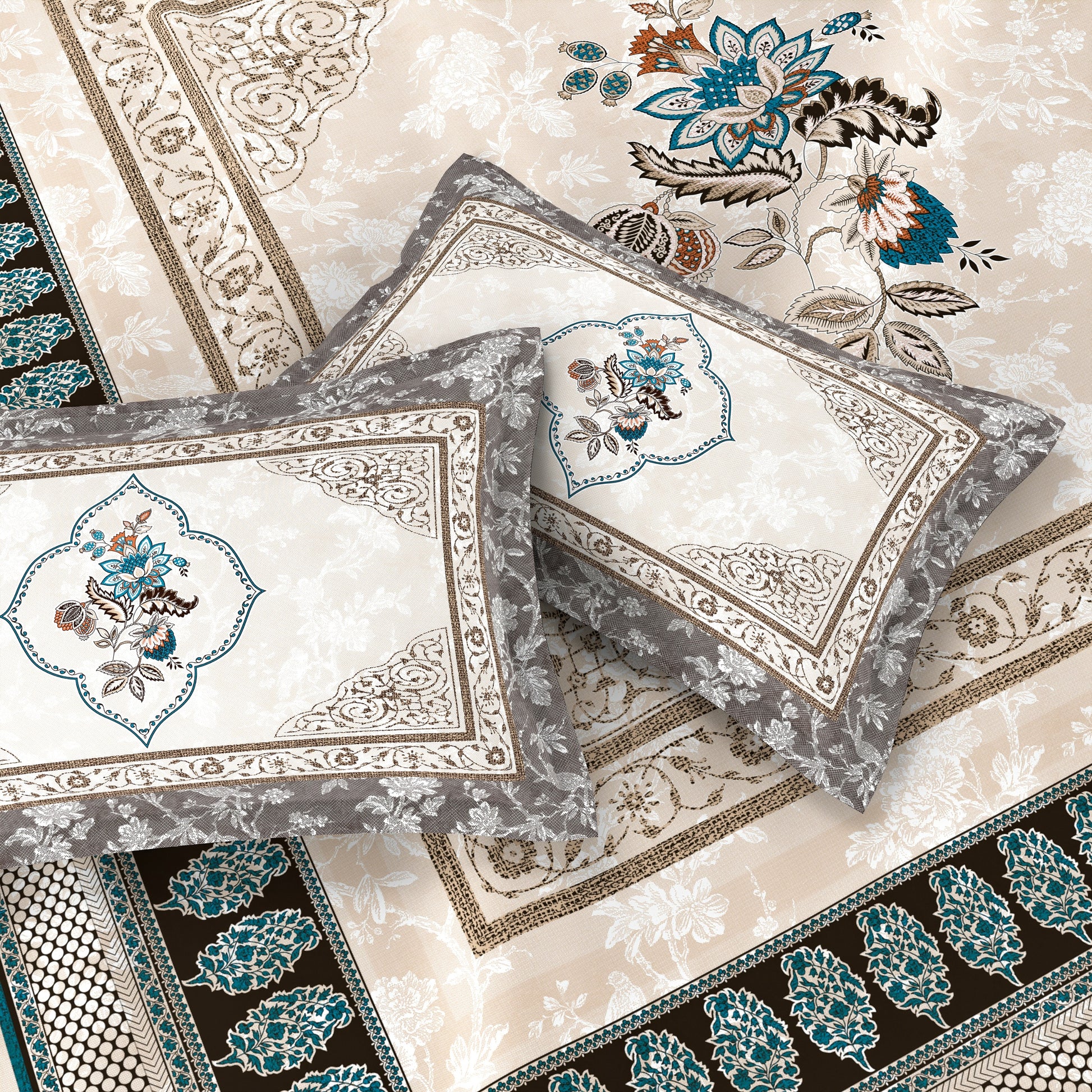 Chinar Bagh King Size Pure Cotton Bedsheet Set