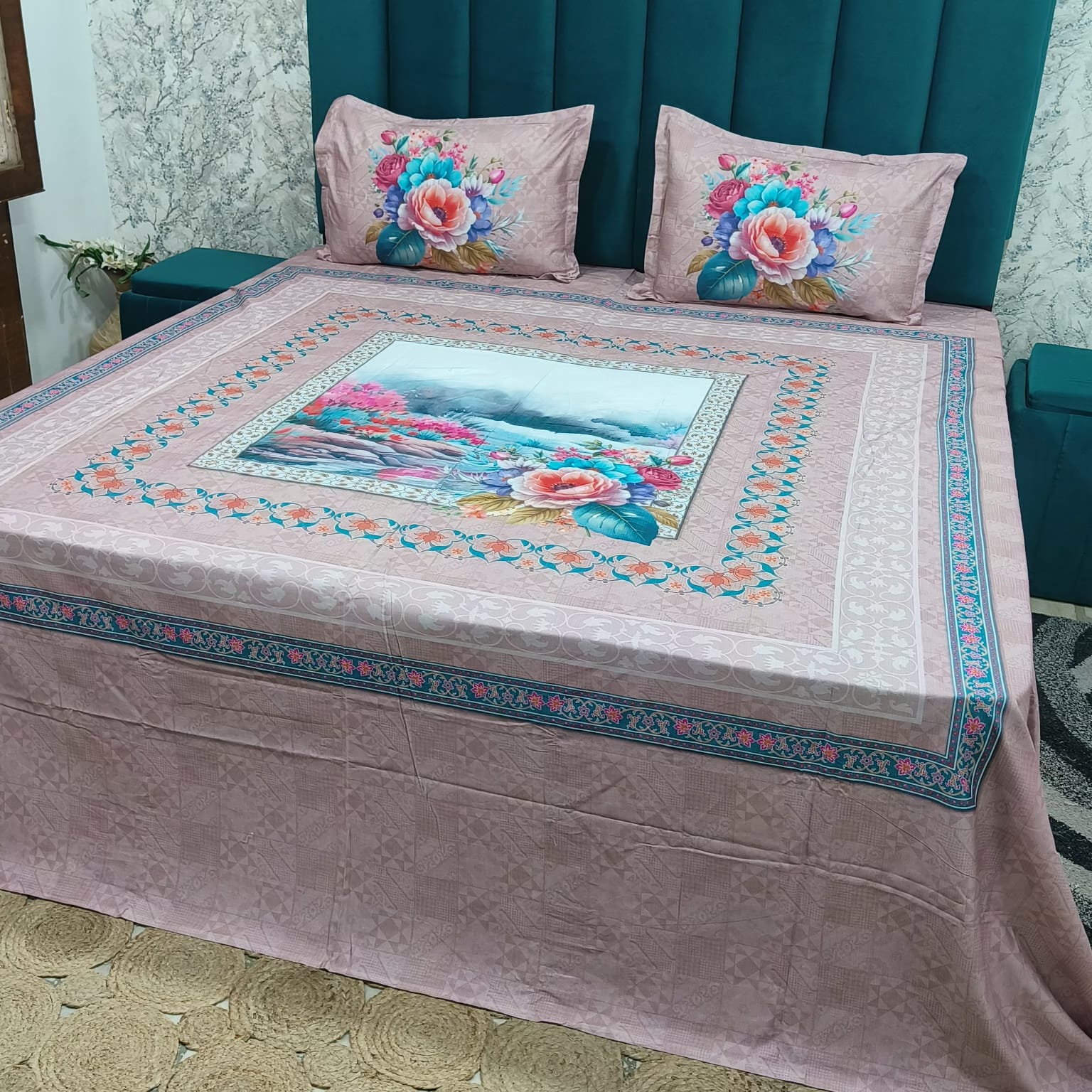 Digital Raga Printed King Size (400 Tc) Pure Cotton Bedsheet