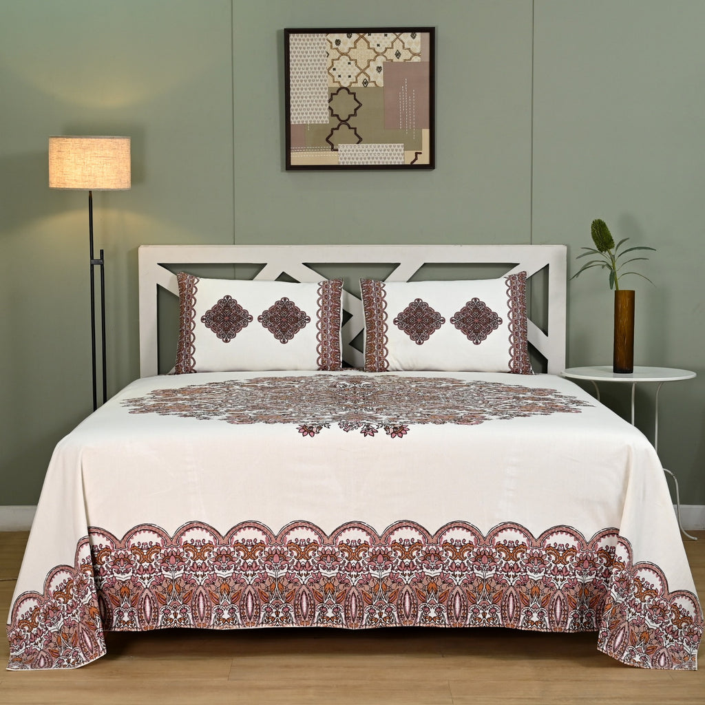 Mughal Utsav Printed Pure Cotton King Size Bedsheet