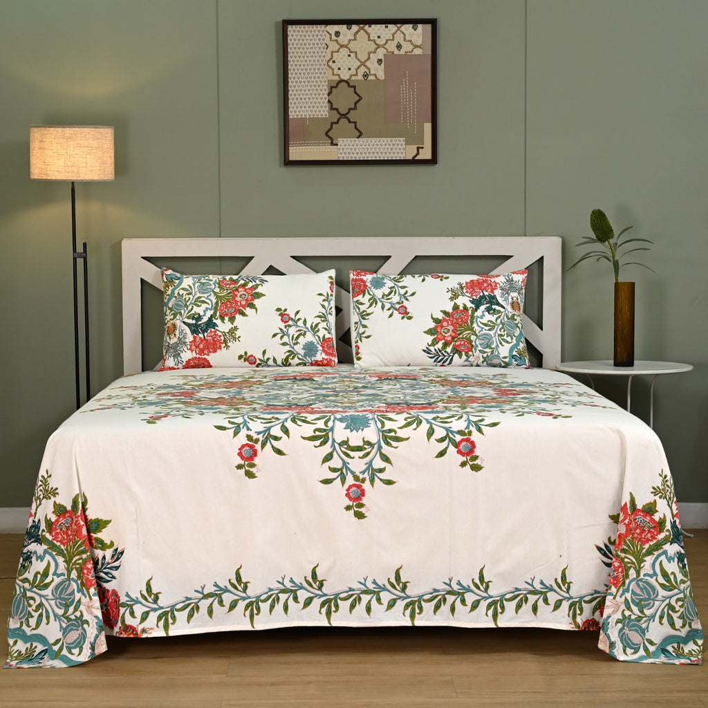 Mughal Utsav Printed Pure Cotton King Size Bedsheet