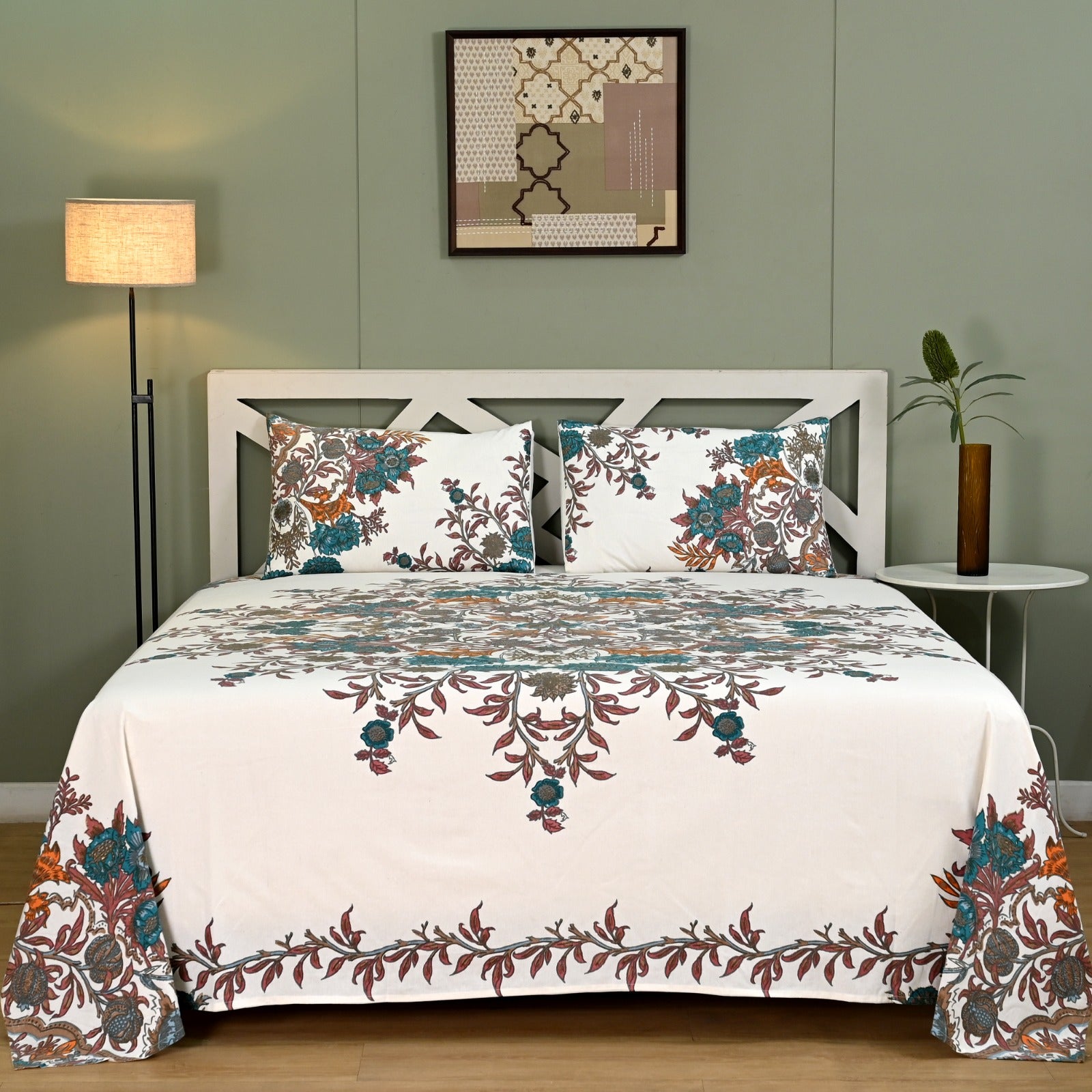 Mughal Utsav Printed Pure Cotton King Size Bedsheet