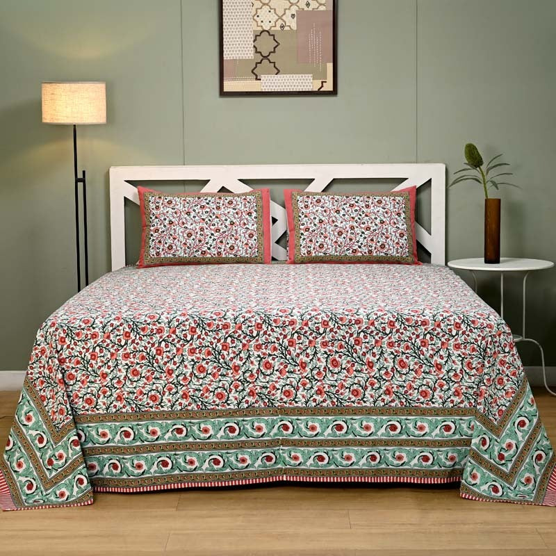 Mughal Utsav Printed Pure Cotton King Size Bedsheet