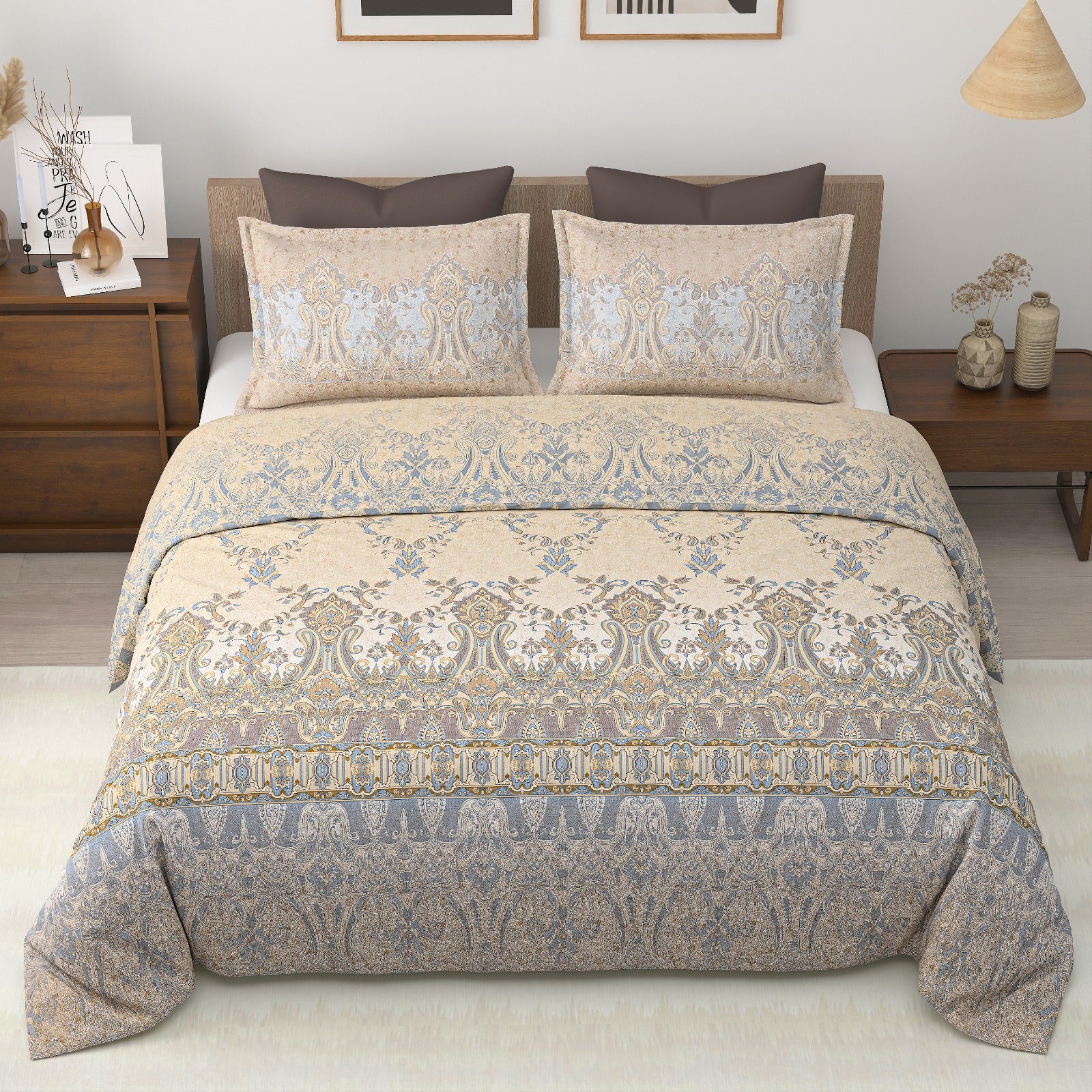 Royal Era Super King Size Pure Cotton Printed Bedsheet Set