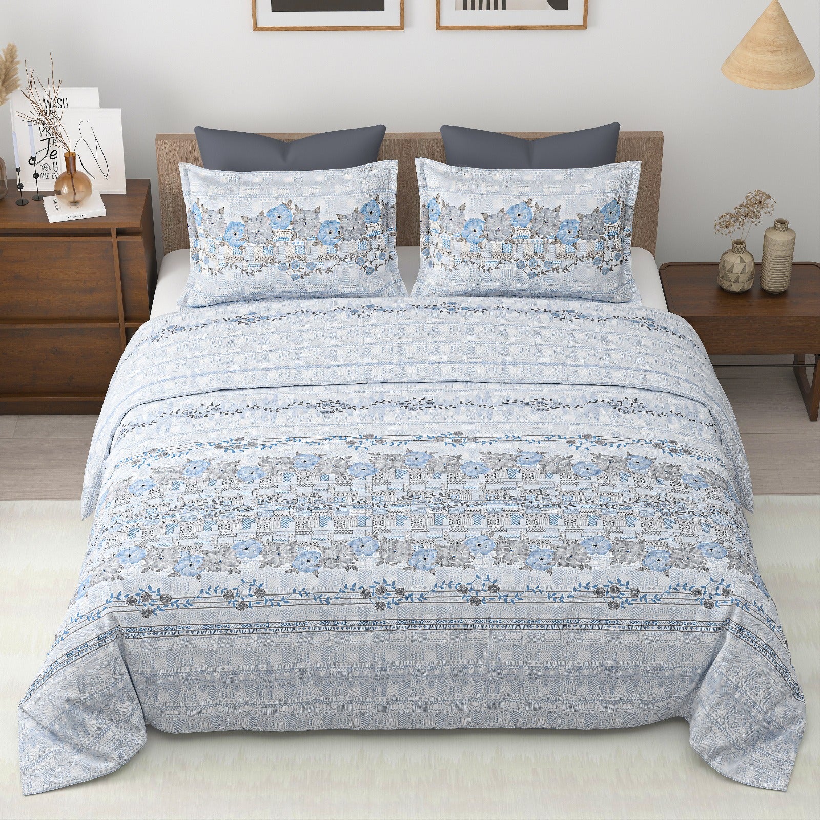 Royal Era Super King Size Pure Cotton Printed Bedsheet Set