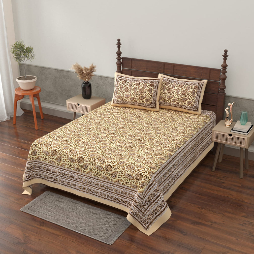 Gulbahar Single bed Pure Cotton Bedsheet with 2 pillow Covers