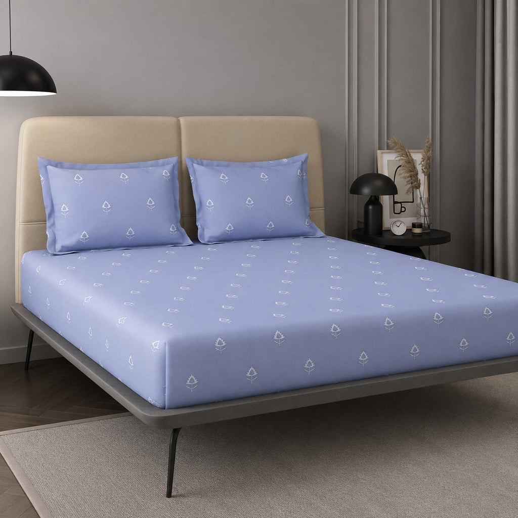 Tiny Bloom pure cotton king size Embroidered bedsheet