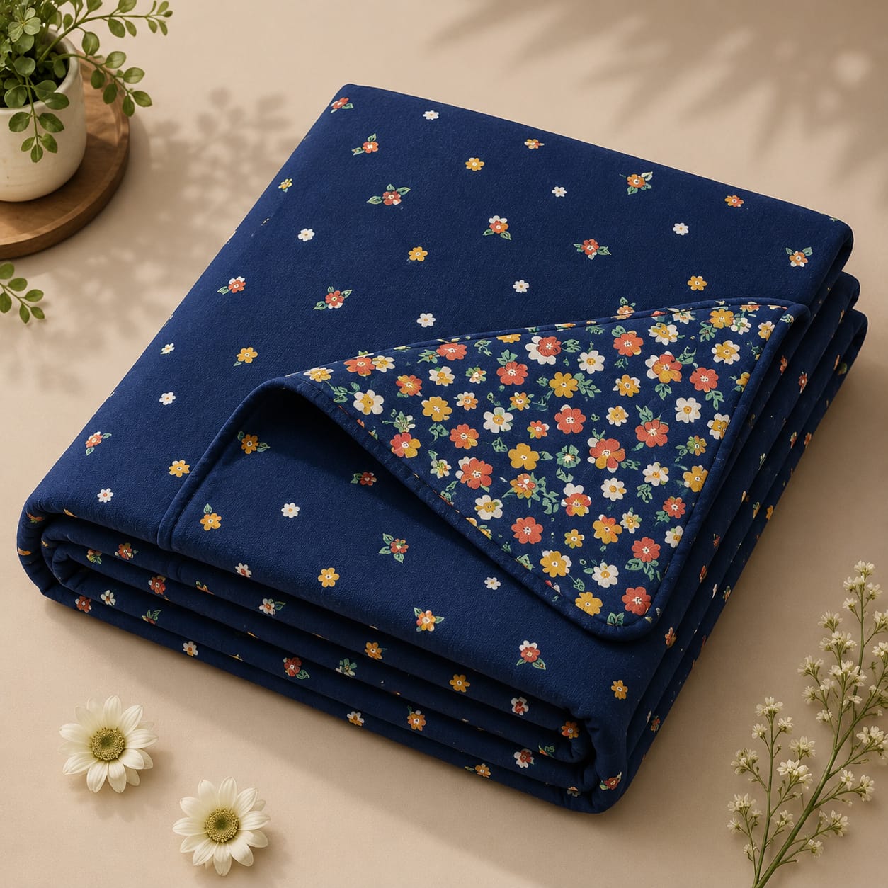 Noor Printed Mul Cotton Double Bed AC Duvet ( Tehar )