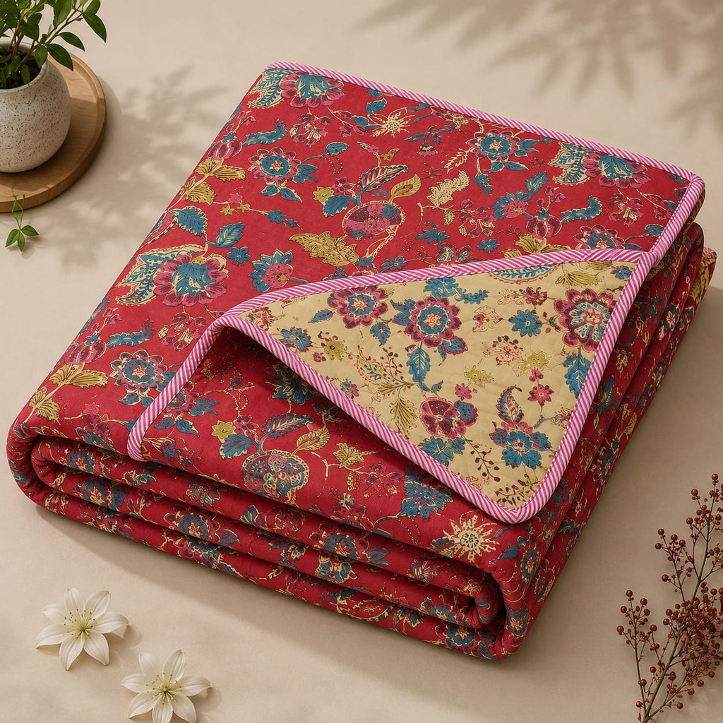Noor Printed Mul Cotton Double Bed AC Duvet ( Tehar )