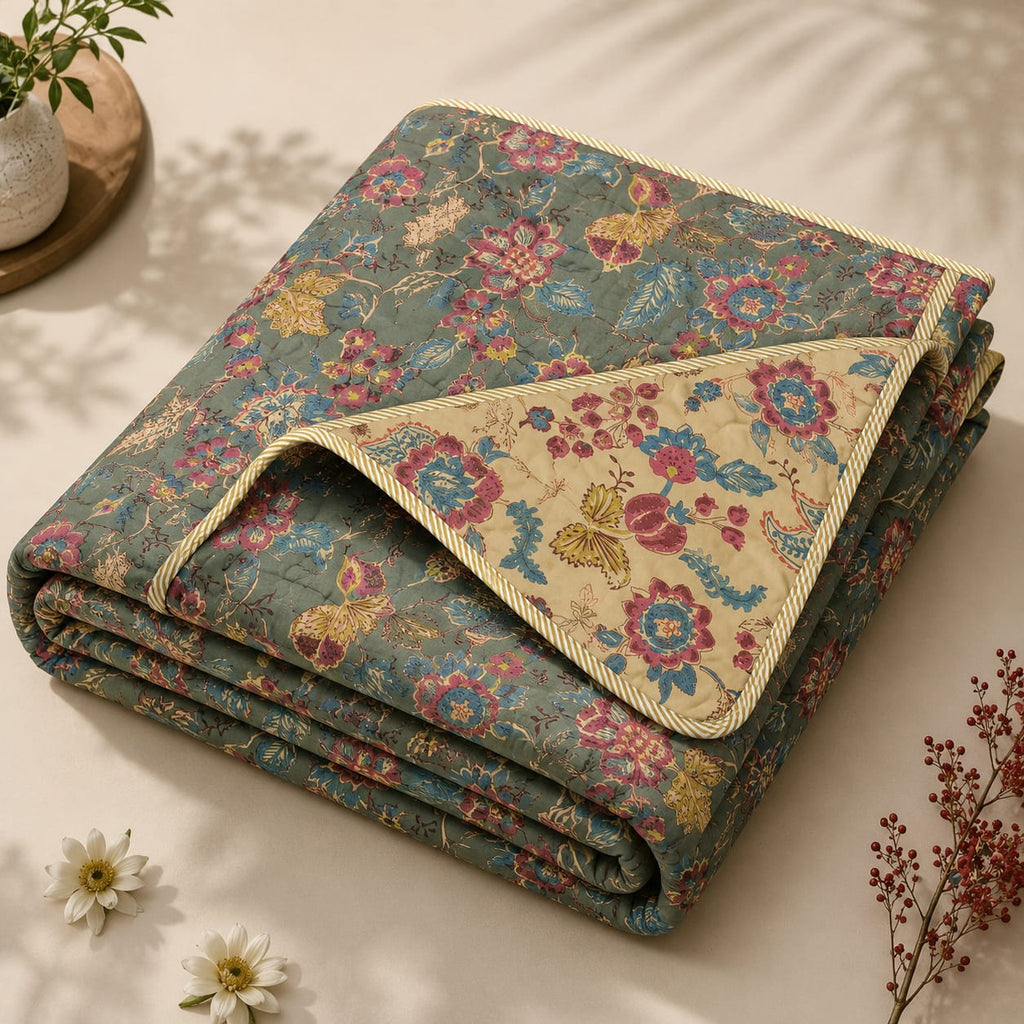 Noor Printed Mul Cotton Double Bed AC Duvet ( Tehar )