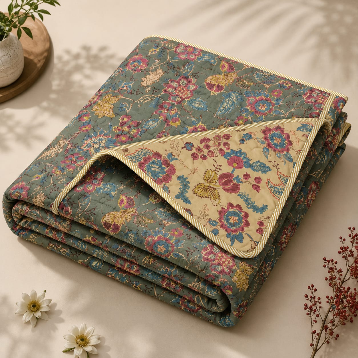 Noor Printed Mul Cotton Double Bed AC Duvet ( Tehar )