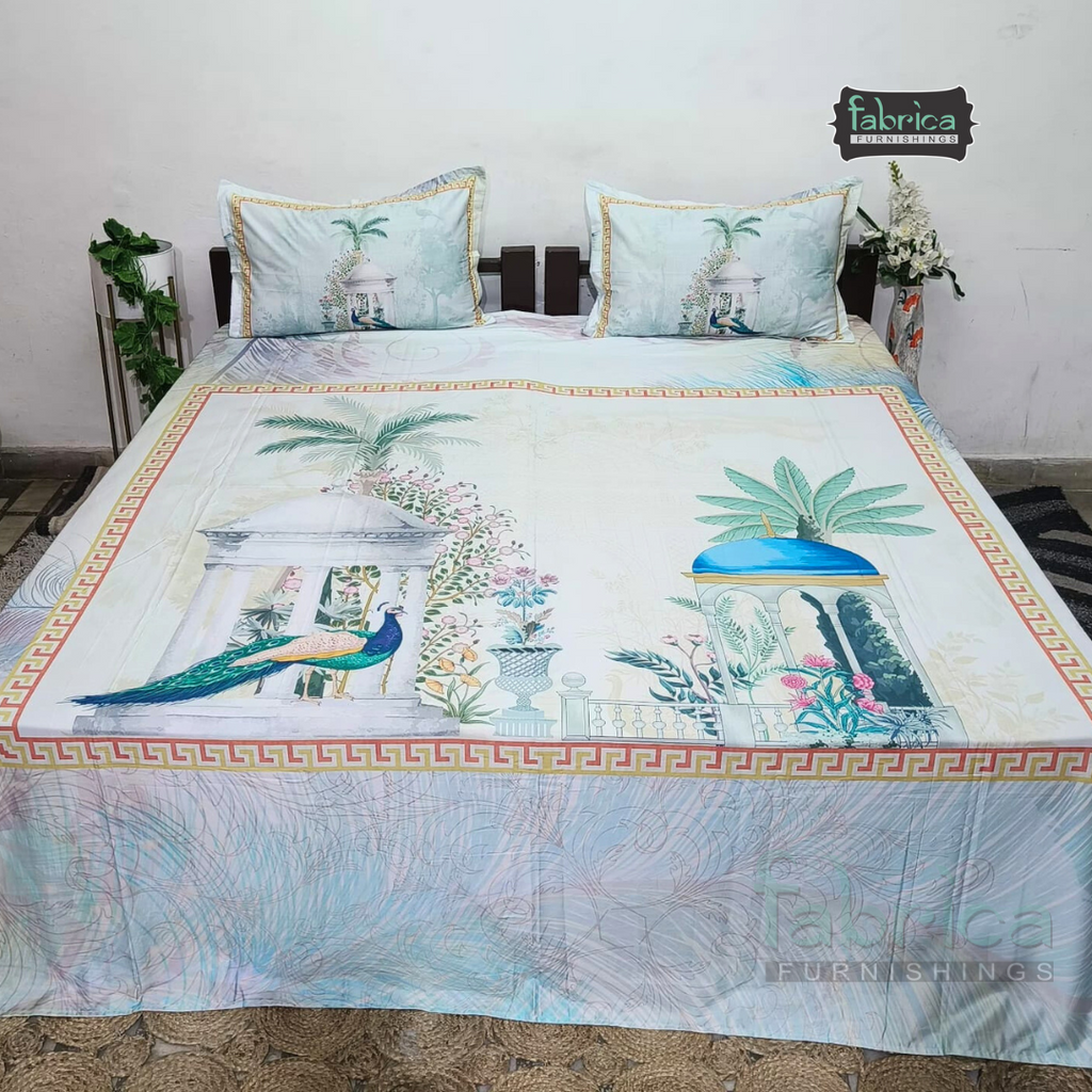 Digital Raga Printed King Size Pure Cotton Bedsheet (400 Tc)