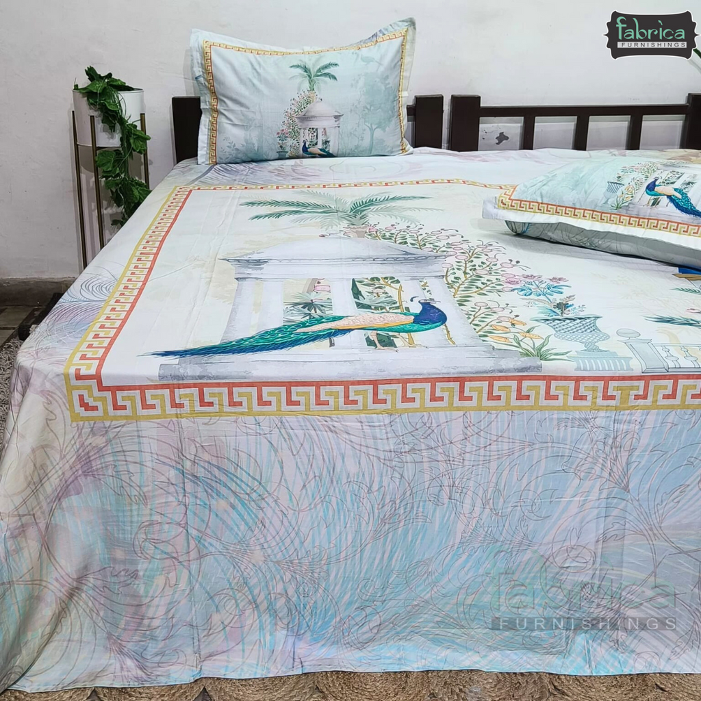 Digital Raga Printed King Size Pure Cotton Bedsheet (400 Tc)