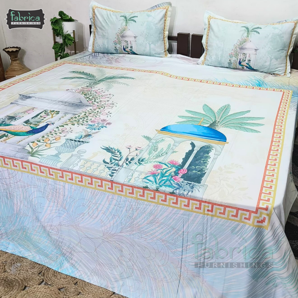 Digital Raga Printed King Size Pure Cotton Bedsheet (400 Tc)