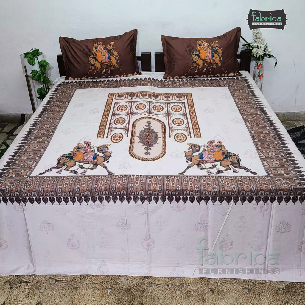Digital Raga Printed King Size Pure Cotton Bedsheet (400 Tc)