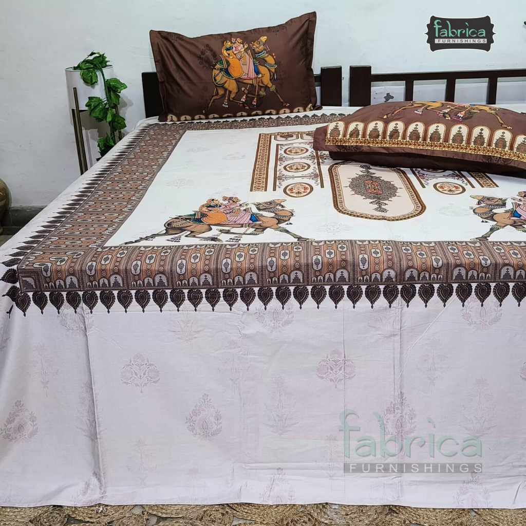 Digital Raga Printed King Size Pure Cotton Bedsheet (400 Tc)