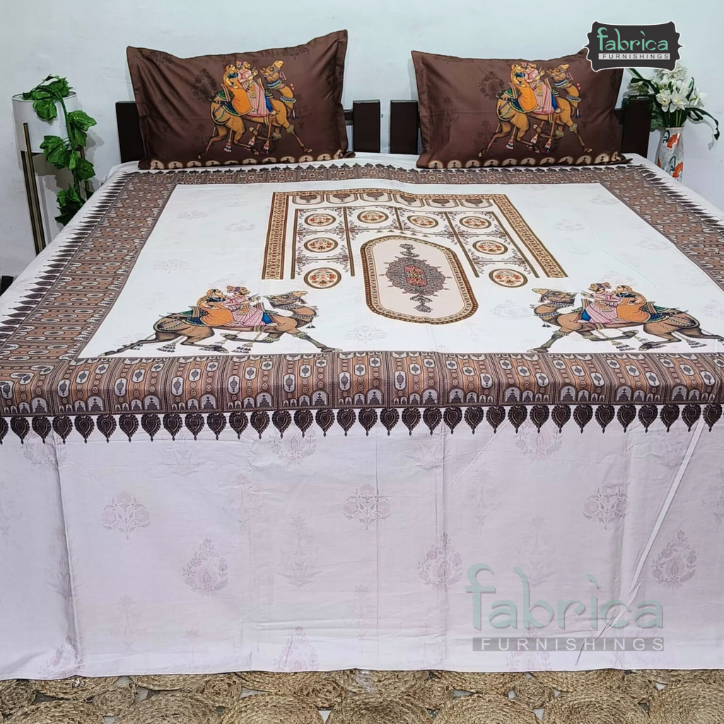 Digital Raga Printed King Size Pure Cotton Bedsheet (400 Tc)