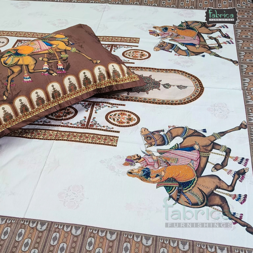 Digital Raga Printed King Size Pure Cotton Bedsheet (400 Tc)