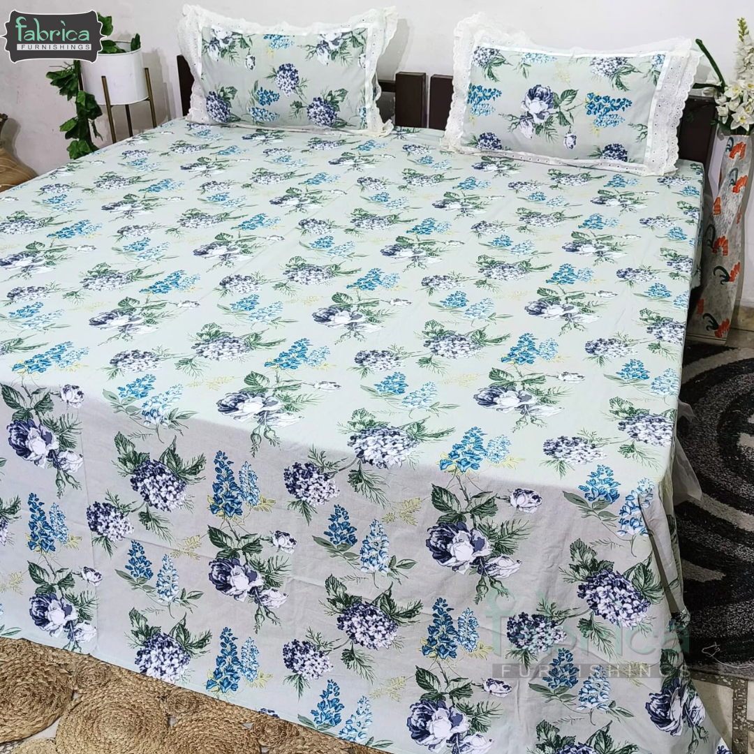 Traditional Anokhi Prints Pure Cotton King Size Lacework  Bedsheet