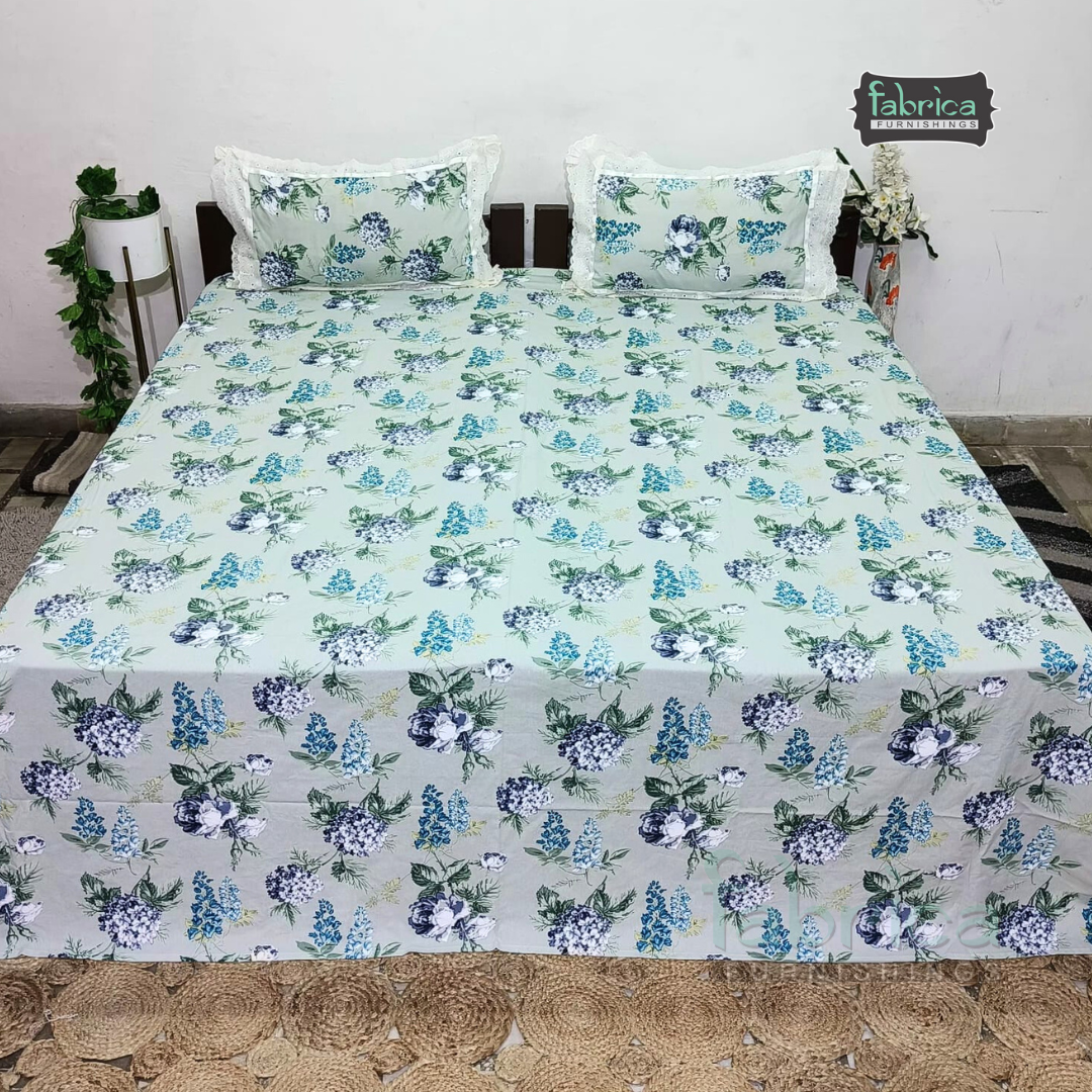 Traditional Anokhi Prints Pure Cotton King Size Lacework  Bedsheet