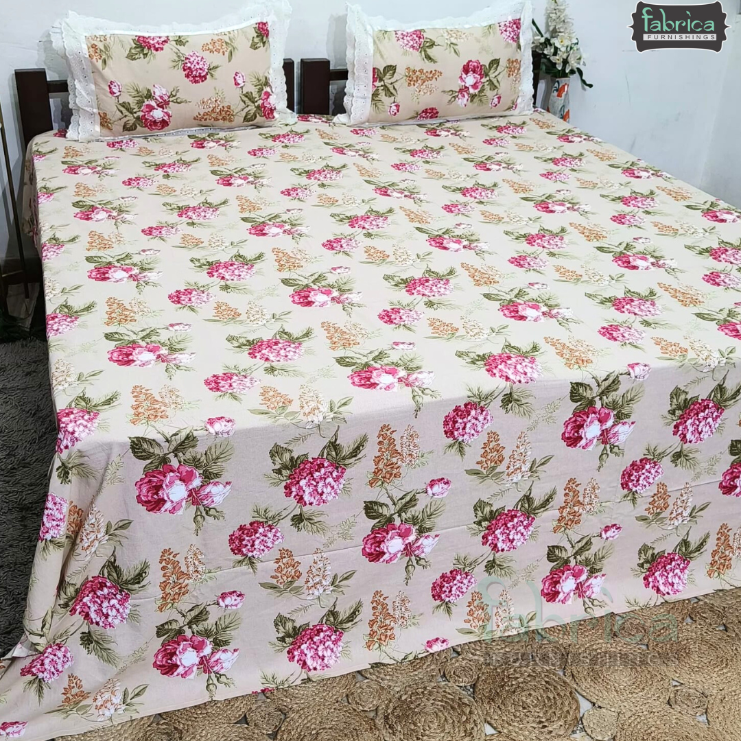 Traditional Anokhi Prints Pure Cotton King Size Lacework  Bedsheet