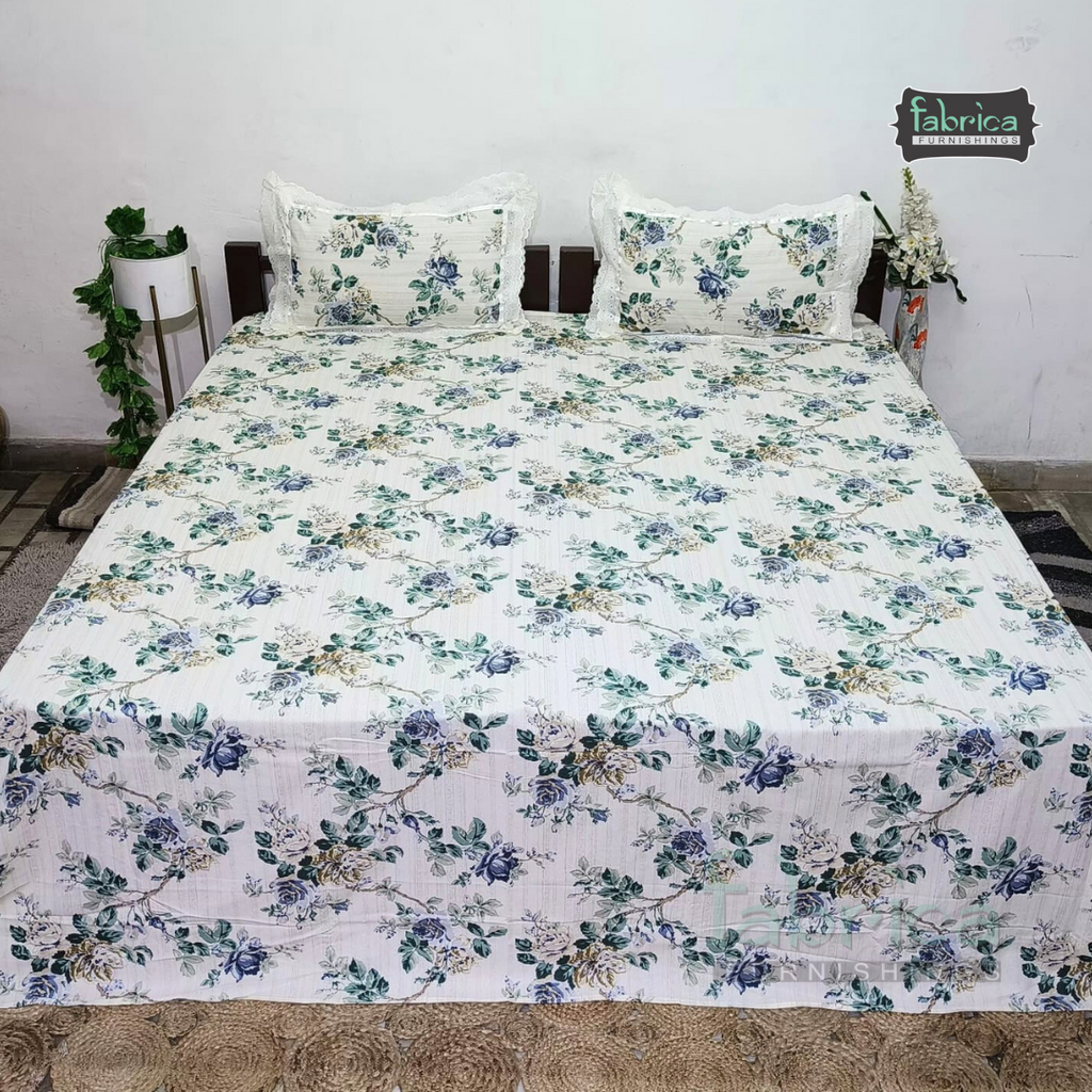 Traditional Anokhi Prints Pure Cotton King Size Lacework  Bedsheet